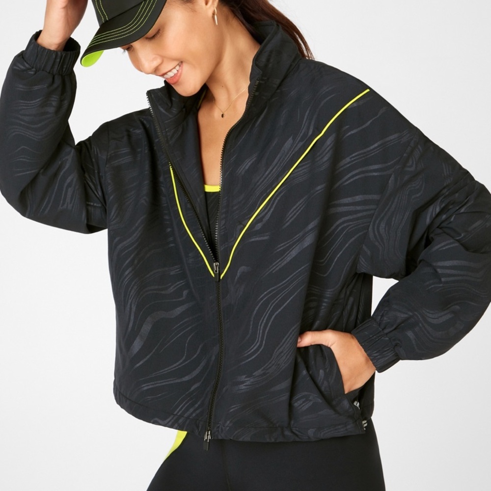 Fabletics Black and Yellow Bomber Jacket